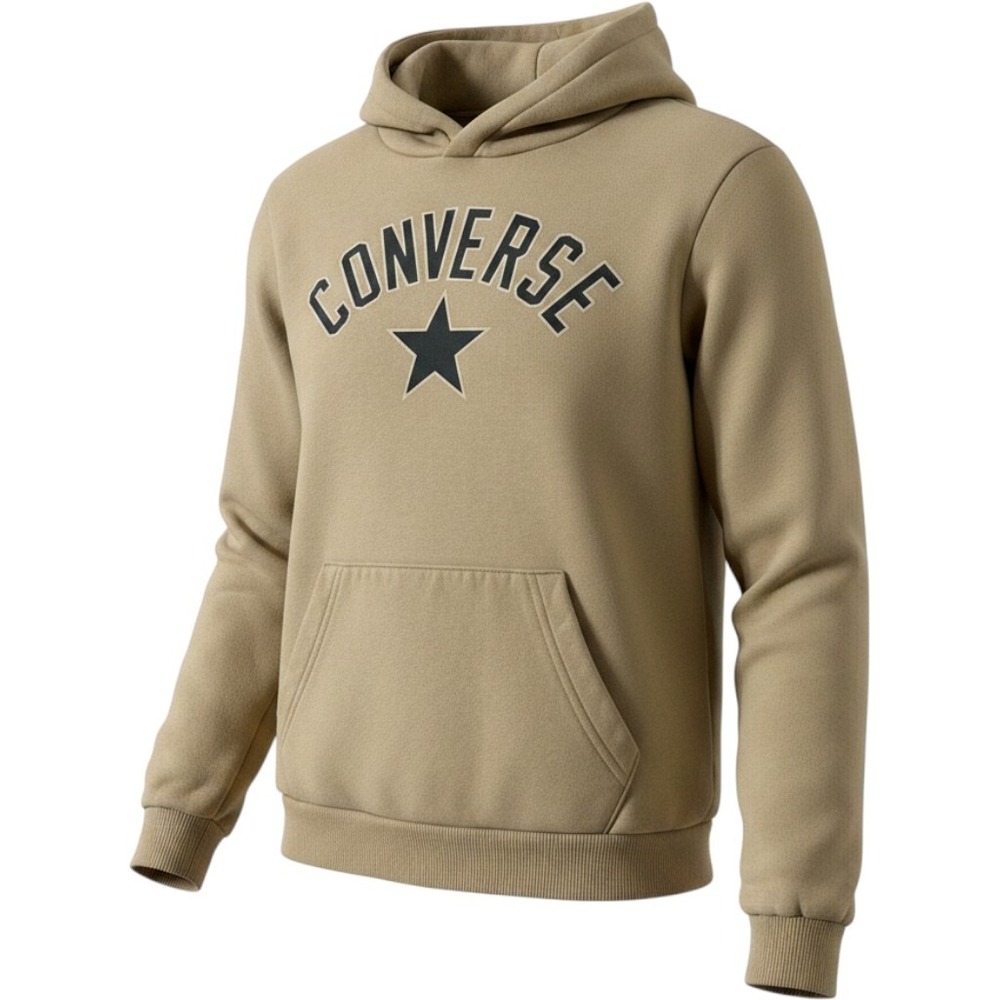 Converse Kids Tan Khaki Logo Hoodie Sweatshirt Size M 10-12 Yrs Star Graphic
